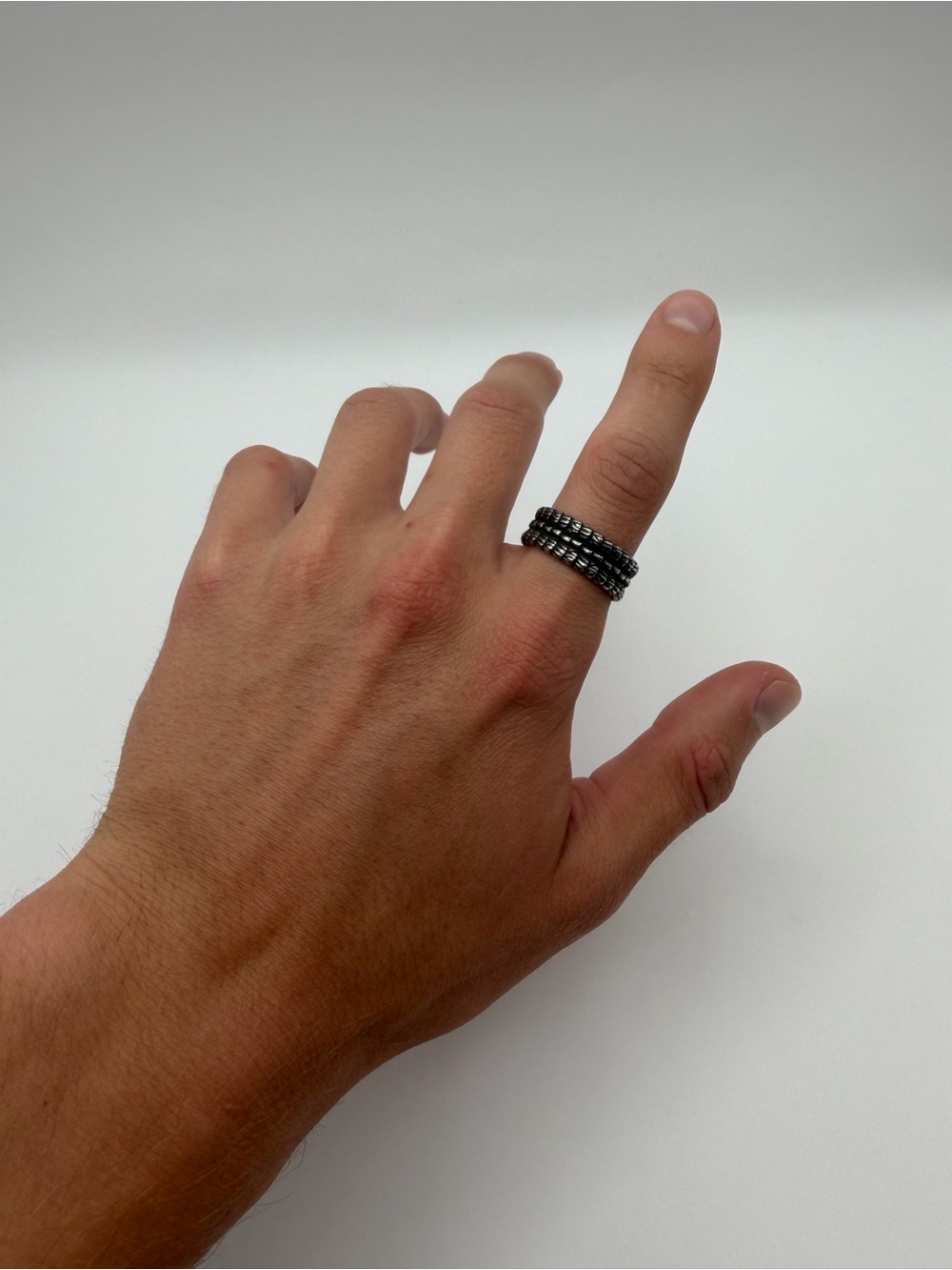 Textured Armor Band Ring - Picture 2 of 7